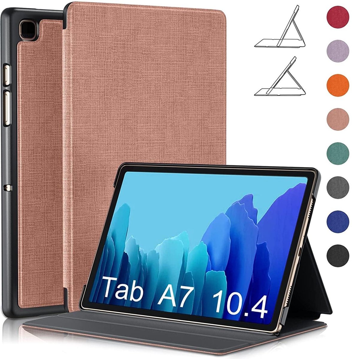 Hoes Geschikt voor Samsung Galaxy Tab A7 hoes - (2020/2022) - bookcase Tri-fold Fabric Stof shockproof - smart cover Rose Goud