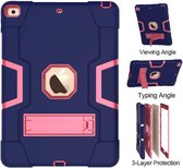 Hoes geschikt voor 2020 hoes 10.2 - Hoes geschikt voor iPad 2019 hoes Kickstand Armor hoes - Donker Blauw / Pink