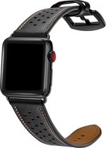 Q-DESYN® Apple Watch bandje 42 mm - 44 mm - 45 mm - Leer - Zwart