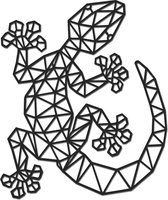 Hout-Kado - Gekko - Large - Zwart - Geometrische dieren en vormen - Hout - Lasergesneden- Wanddecoratie