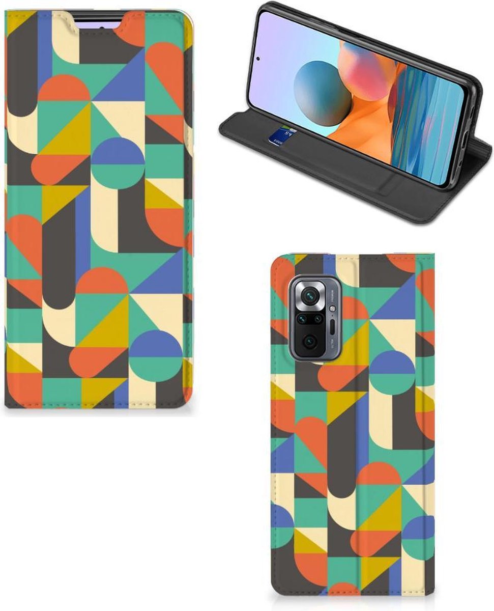 Standcase Hoesje voor Xiaomi Redmi Note 10 Pro Hoesje met Magneet Funky Retro