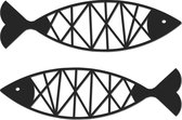 Hout-Kado - Vissen - Large - Zwart - Geometrische dieren en vormen - Hout - Lasergesneden- Wanddecoratie