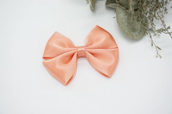Noeud à Cheveux Satin - Couleur Saumon Foncé - Pince à Cheveux - Noeuds et Fleurs