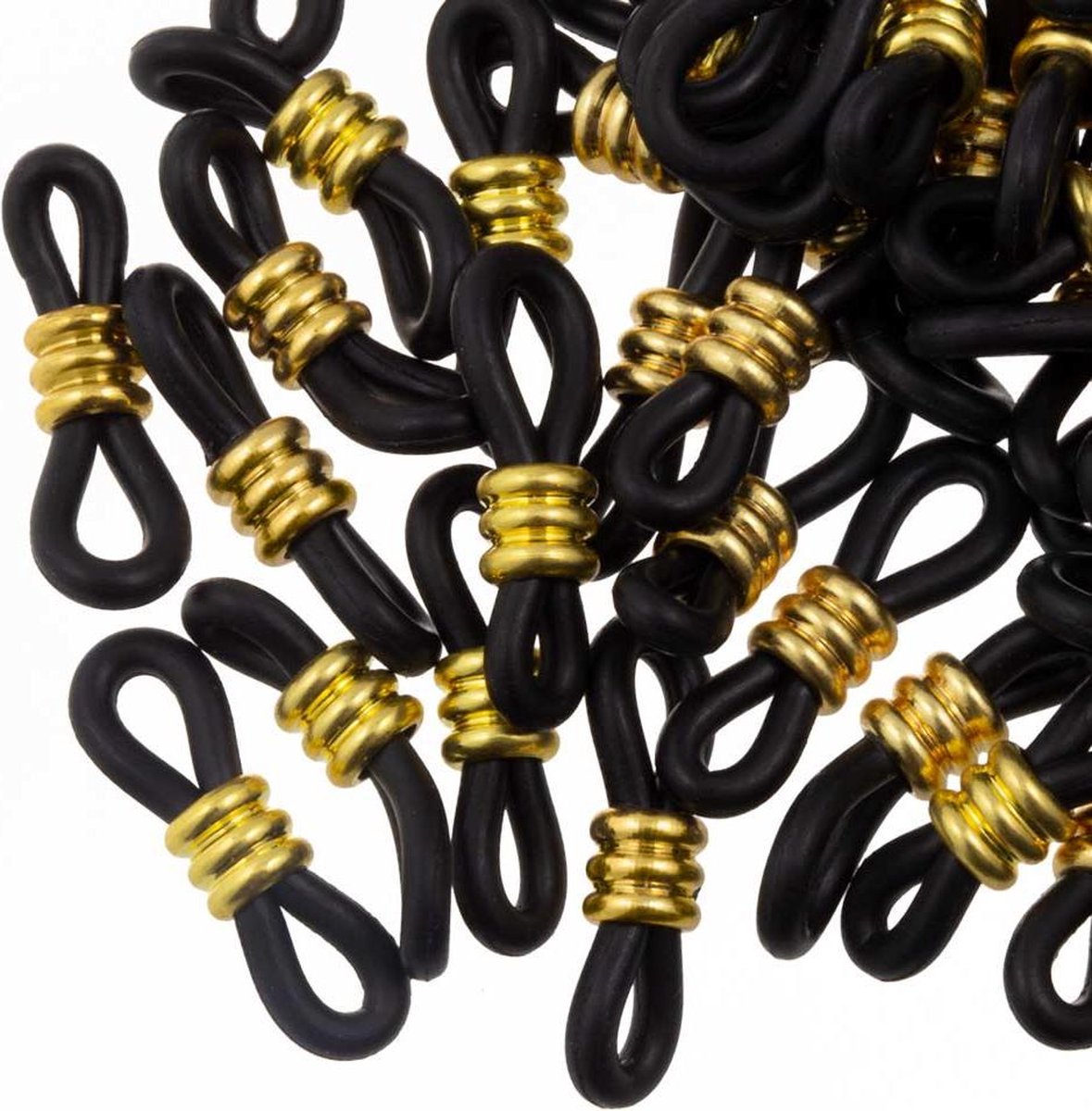 Bril Elastiekjes met Stainless Steel (20 x 6 mm) Black - Goud (25 Stuks)