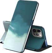 Voor iPhone 12/12 Pro Voltage Aquarel Patroon Huid Voelen Magnetische Horizontale Flip PU Lederen Case met Houder (Groen)