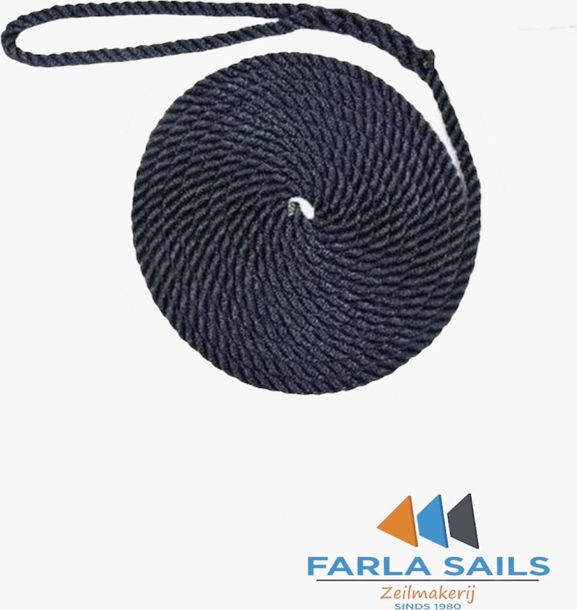 4x landvast met oog-landvast- 5 meter - Donker blauw-10mm.