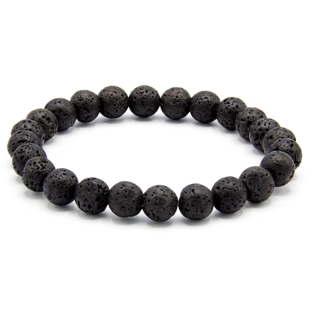 Victorious Natuurstenen Kralen Armband – Heren Armband – Dames Armband – Lavasteen Zwart – 18cm