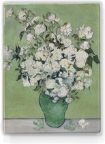 Roses - Vincent van Gogh - 19,5 x 26 cm - Indiscernable d'une véritable peinture sur bois à afficher ou à accrocher - Impression laque.
