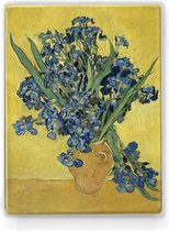 Irissen in een vaas - Vincent van Gogh - 19,5 x 26 cm - Niet van echt te onderscheiden houten schilderijtje - Mooier dan een schilderij op canvas - Laqueprint.