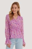NA-KD Strap Tie Vrouwen Blouse - Lilac Flower - Maat EU 36