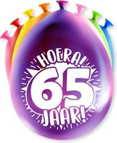 Ballonnen 65 Jaar Hoera 30cm 8st