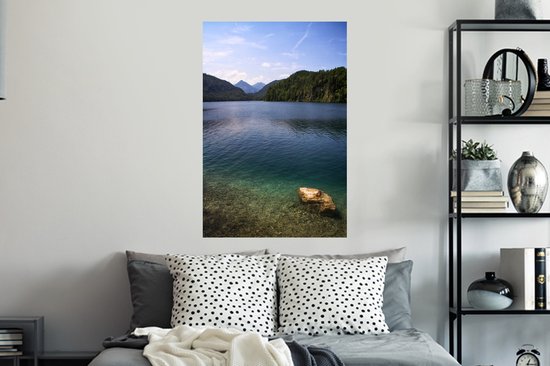 Sticker Muursticker Neuschwanstein - Lac près de Hohenschwangau près de Bavière en Allemagne - 60x90 cm - film autocollant - sticker mural repositionnable