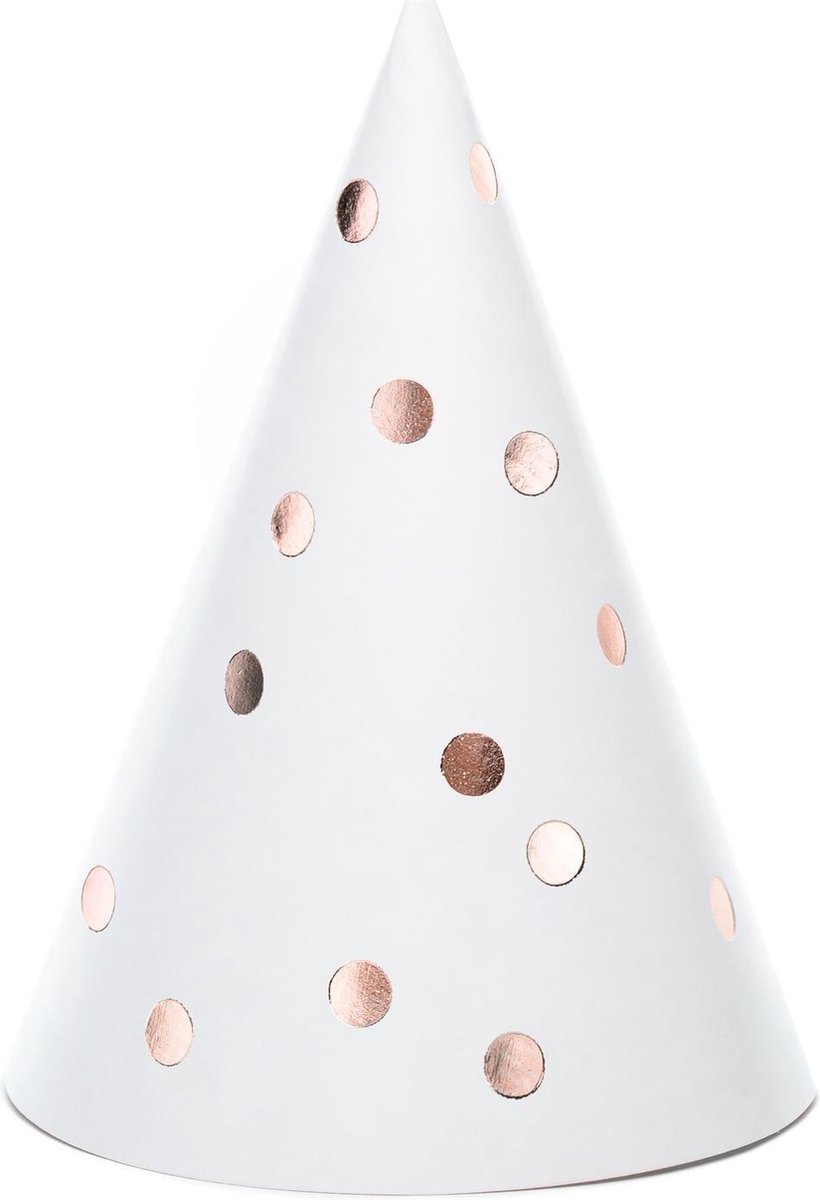 Partyhoedjes Wit Met Stippen Roségoud (6st)