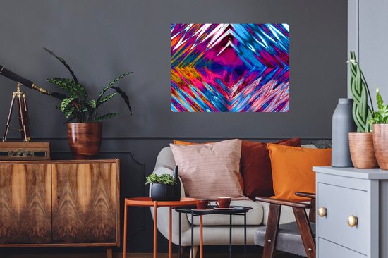 Sticker Muursticker Art psychédélique - Art psychédélique en forme de losange - 80x60 cm - film adhésif autocollant - sticker mural repositionnable