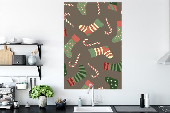 Stickers muraux - Film autocollant - Canne en bonbon - Motif - Noël - 80x120 cm - Film adhésif - Stickers muraux Chambre d'enfant - Papier peint autocollant