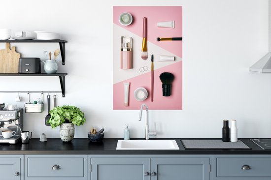 Sticker Muursticker Flat lay Beauty - Maquillage - 60x90 cm - film adhésif autocollant - sticker mural repositionnable