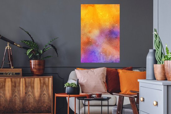 Stickers muraux - Film autocollant - Aquarelle - Jaune - Violet - 60x90 cm - Film adhésif - Stickers muraux Chambre d'enfant - Papier peint autocollant