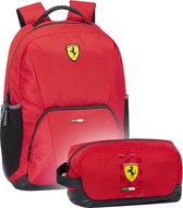 Ferrari Rugzak Set Rood - Rugzak en Etui - Polyester