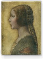 De mooie prinses - Leonardo da Vinci - 19,5 x 26 cm - Niet van echt te onderscheiden houten schilderijtje - Mooier dan een schilderij op canvas - Laqueprint.