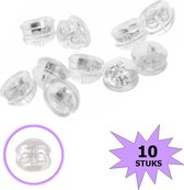 Fako Bijoux® - Oorbel Stoppers / Achterkantjes - Siliconen Vlinder - Allergievrij - 10 Stuks - Zilver