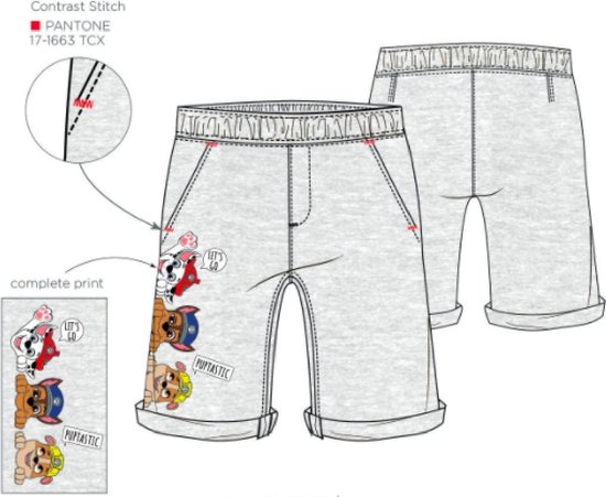 Paw Patrol jongens short - korte broek - bermuda - grijs - Maat 98 / 3 jaar