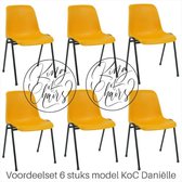 King of Chairs -set van 6- model KoC Daniëlle okergeel met zwart onderstel. Kantinestoel stapelstoel kuipstoel vergaderstoel tuinstoel kantine stapel stoel kantinestoelen stapelsto