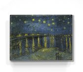 Schilderij - Sterrenhemel boven de Rhone - Vincent van Gogh - 26 x 19,5 cm - Niet van echt te onderscheiden handgelakt schilderijtje op hout - Mooier dan een print op canvas.