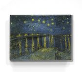 Sterrenhemel boven de Rhone - Vincent van Gogh - 26 x 19,5 cm - Niet van echt te onderscheiden houten schilderijtje - Mooier dan een schilderij op canvas - Laqueprint.