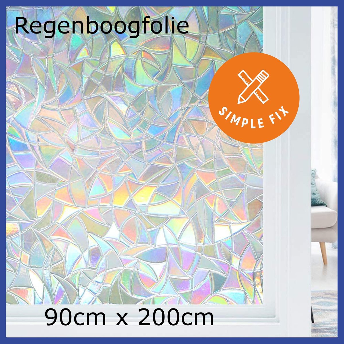 Raamfolie - 90cm x 200cm - Plakfolie - Decoratiefolie - Zelfklevend - Regenboogfolie - Statisch - An