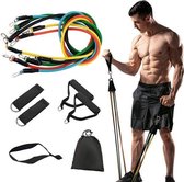 Kaytan workout set- sportelastieken-5 weerstandsbanden- thuis sporten met weerstand-Fitness-Totale body work out -met handvaten-Thuis trainen