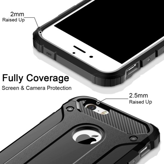 Backcover Geschikt voor Apple iPhone 7 - 8 - Zwart - Shockproof Armor Hybrid Hoesje - YPCd