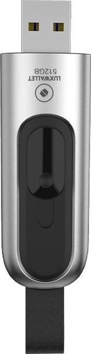 LUXWALLET PD1 Metalen USB3.1/3.0 Flash Drive – USB Stick - 512GB - Leessnelheid tot 100Mb/s – Push&Pull met Leren Staartriem- Zilver