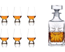 Whisky karaf plus 6 Glencairn glazen