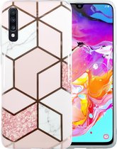 Samsung Galaxy A50 Marmer Case | Back Cover | TPU Telefoonhoesje | Roze