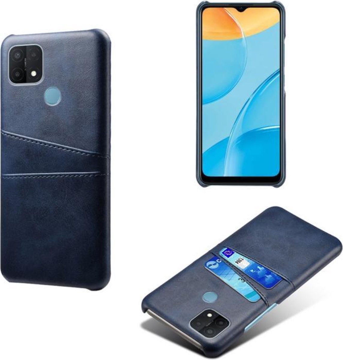 Back Cover met Opbergvakjes + PMMA Screenprotector voor OPPO A15 / A15s _ Blauw
