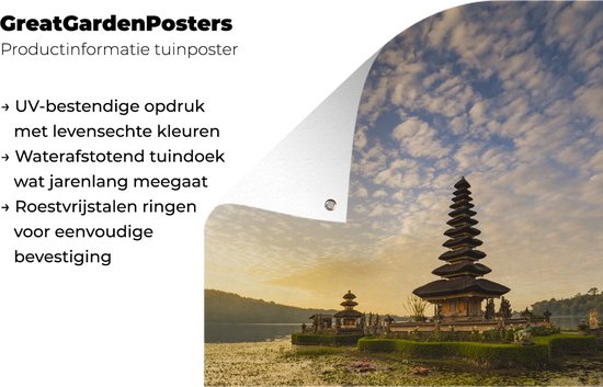 Affiche de jardin Pura Ulun Danu Bratan Temple - Nuages de moutons au-dessus du temple Pura Ulun Danu Bratan sur Bali affiche de jardin toile en vrac 60x90 cm - Toile de jardin / Toile d'extérieur / Peintures pour l'extérieur (décoration de jardin)