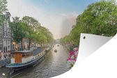 Tuinposter - Tuindoek - Tuinposters buiten - Kleurrijke foto van de Prinsengracht van Amsterdam - 120x80 cm - Tuin