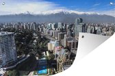 Tuindecoratie Uitzicht over de stad Santiago in Chili - 60x40 cm - Tuinposter - Tuindoek - Buitenposter