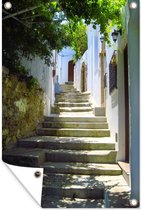 Tuinposters buiten Prachtige trappen in de straten van de Oude stad van Rhodos - 60x90 cm - Tuindoek - Buitenposter