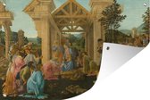 Tuinposter - Tuindoek - Tuinposters buiten - the adoration of magi - Schilderij van Sandro Botticelli - 120x80 cm - Tuin