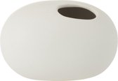 J-Line Vaas Ovaal Keramiek Mat Wit Small Set van 3 stuks