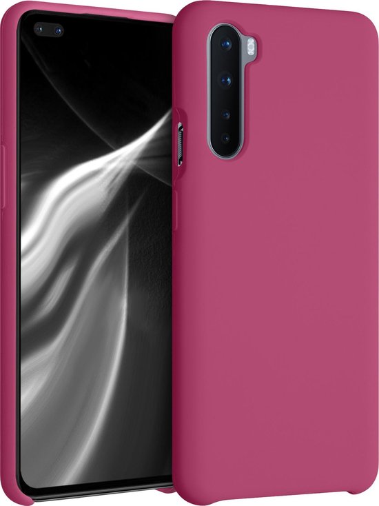 kwmobile telefoonhoesje geschikt voor OnePlus Nord - Hoesje met siliconen coating - Smartphone case in frambozenroze
