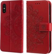 Voor Xiaomi Redmi 9A 7-bloemblaadje Bloemen Embossingpatroon Horizontale Flip PU-lederen hoes met houder & kaartsleuven & portemonnee & fotolijst (rood)