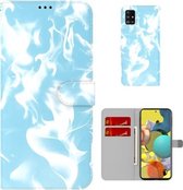 Voor Samsung Galaxy A51 5G Cloud Fog Patroon Horizontale Flip Lederen Case met Houder & Kaartsleuf & Portemonnee (Hemelsblauw)