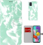 Voor Samsung Galaxy A51 4G Cloud Fog Patroon Horizontale Flip Lederen Case met Houder & Kaartsleuf & Portemonnee (Mintgroen)