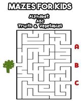 Mazes for Kids Alphabet ABC Fruits & Vegetables