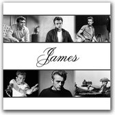 Tuinposter - Filmsterren / Retro - James Dean / Collage in wit / grijs /zwart - 100 x 100 cm.