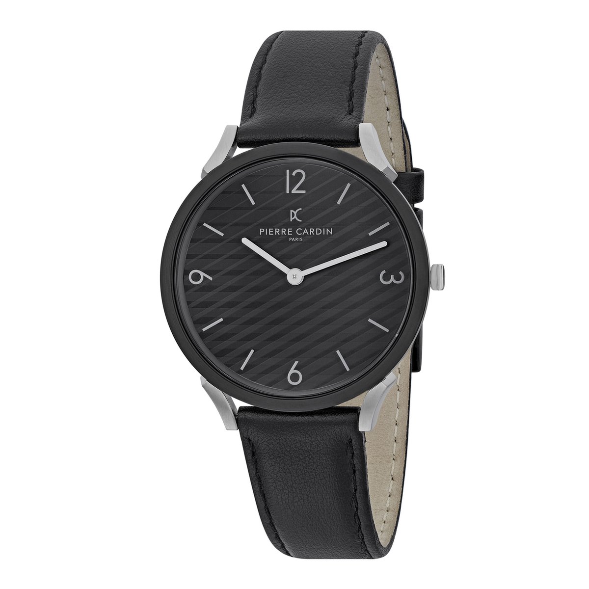 Pierre Cardin Pigalle Stripes CPI.2018 Horloge - Leer - Zwart - Ø 40 mm