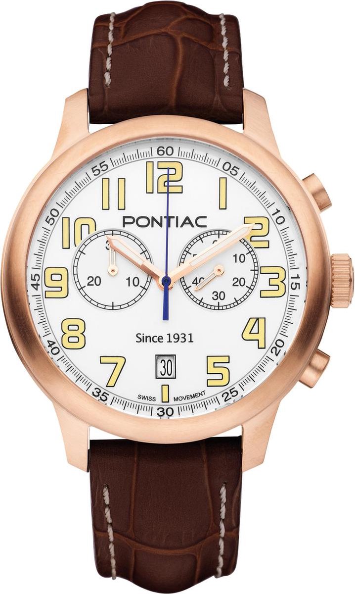 Pontiac Liverpool P40015 Horloge - Leather - Brown - Ø 43 mm