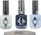 GUAPÀ® Nagellak set + nagelvijl |Zomer Nagels | Zwarte nagellak 15 ml | Base Coat | Top Coat